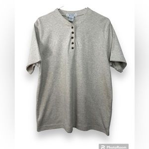 Vintage JENNIFER MOORE Womens Henley Top Large L Pullover Short Sleeve Cotton
